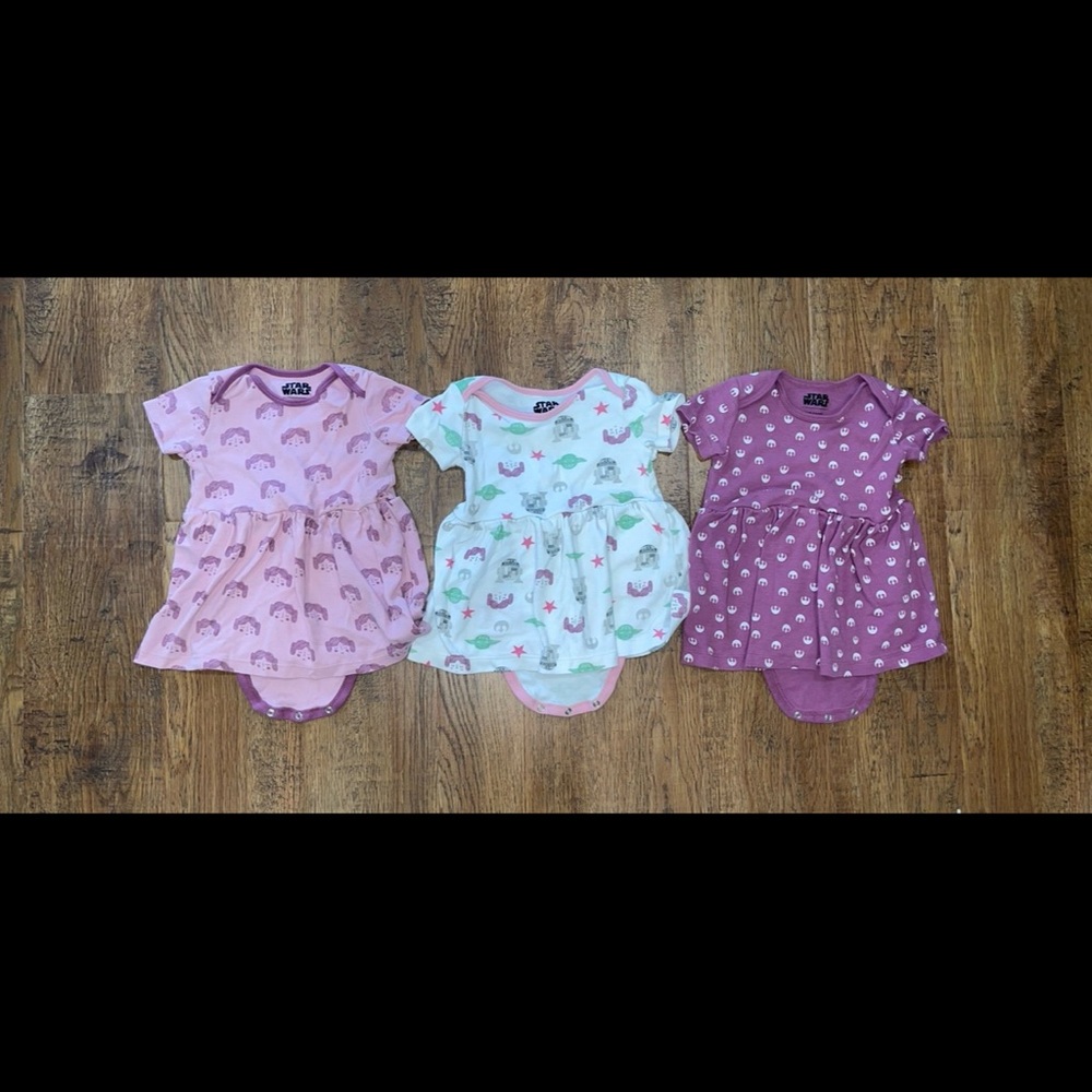 Amazon Essentials Pink and Green Bodysuits with Star Wars Designs